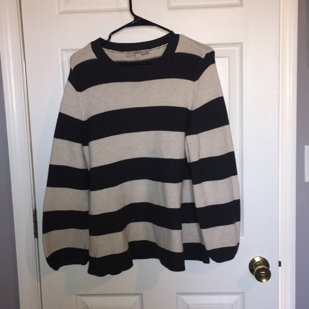 Gray and white striped sweater